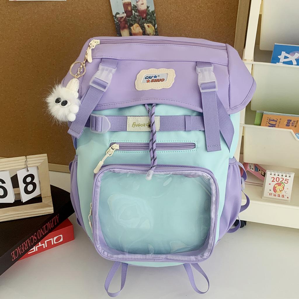 Japanese Ba Chi Pain Bag Ins Wind Junior High School Girl Large Capacity Backpack High School Student School Bag Casual Versatile Backpack