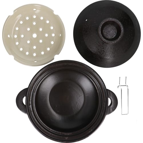 Nagatani-en Earthenware Pot, Induction Compatible, Healthy Steamer, Large, Serves 3-5, Approx. 31cm, Approx. 2700ml, Can Be Cooked Over an Open Fire,
