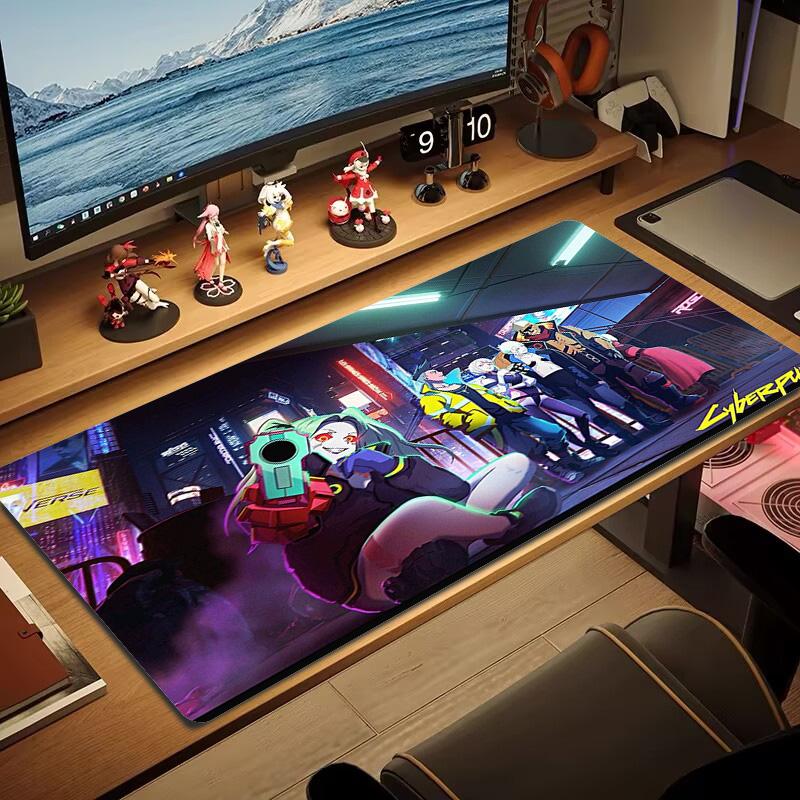 Cyberpunk Color Mouse Pad Large Gaming Table Cushion Non-slip Laptop Tablet Big Mousepad XXL Mat Mini PC Playmat With Lock Edge
