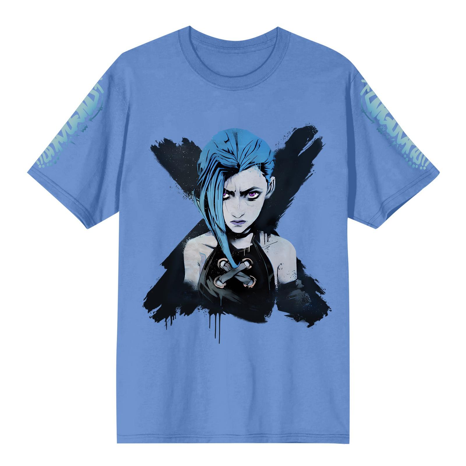 

Женская повседневная футболка с короткими рукавами и круглым вырезом с принтом и буквенным топом XXL светло-синий