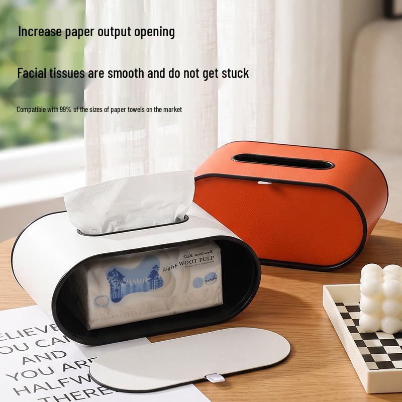 Elegant Leather Tissue Box for Home and Car – Oval Design for Easy Pull-Out