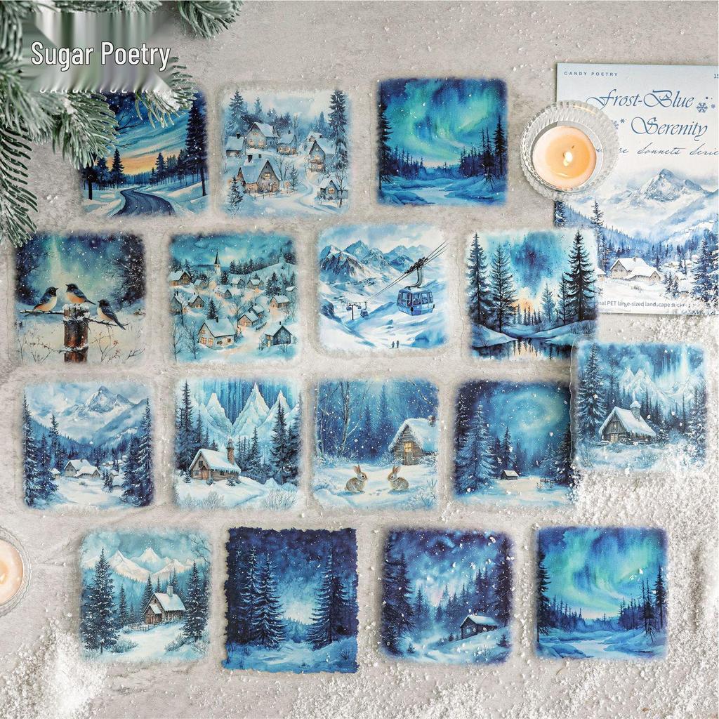 Snow Realm Poems: Winter Scenery White Ink Sticker Pack, 6 Designs