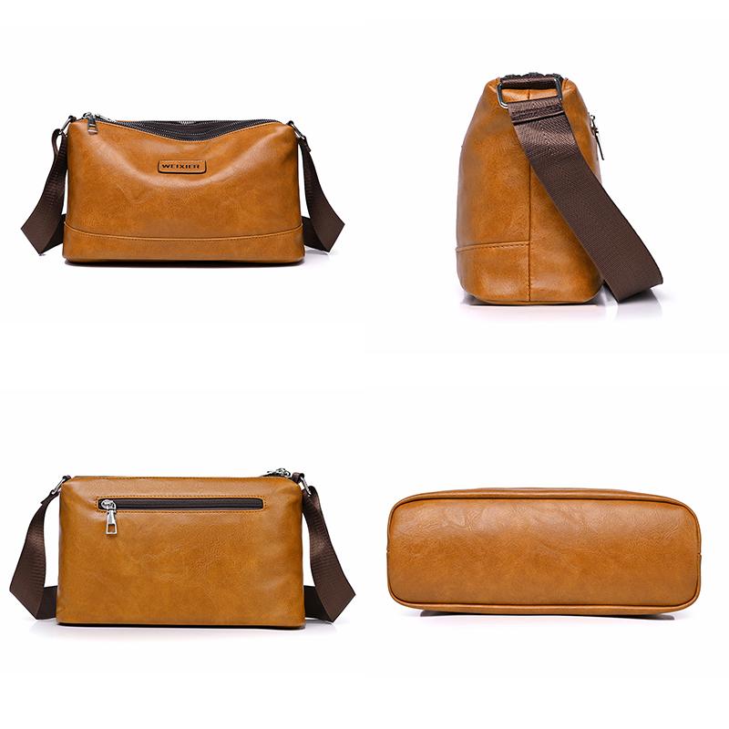 WEIXIER Men's Leather Crossbody Shoulder Bag Waterproof Messenger Bag Briefcase Satchel Travel Bag Casual Bag