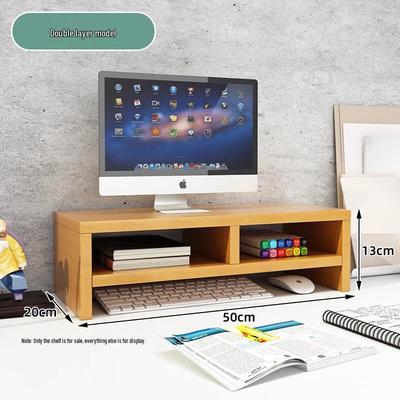 Double Layer Wooden Monitor Riser Stand