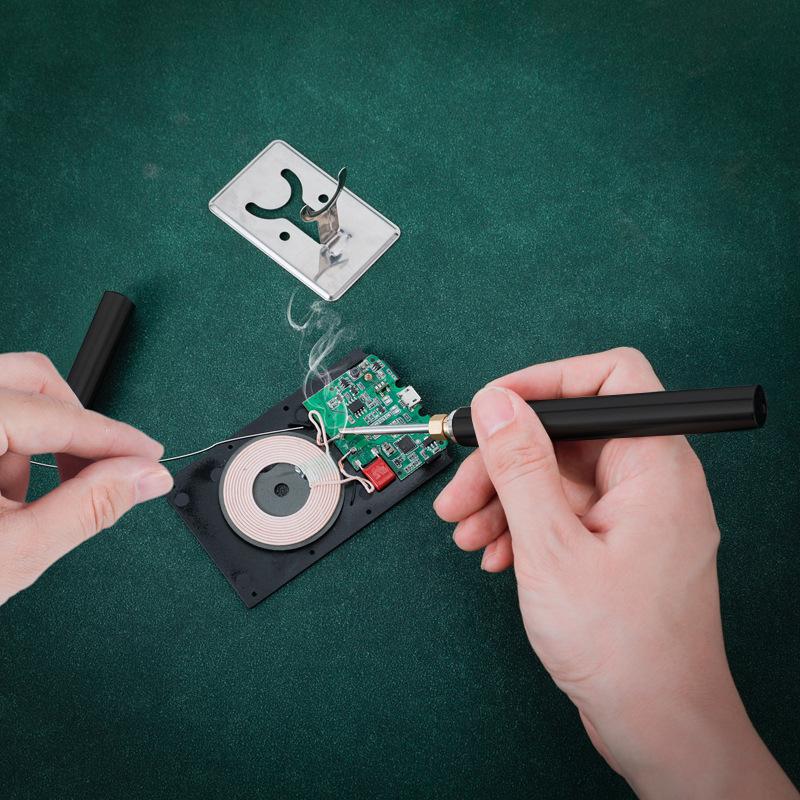 Portable Rechargeable Cordless USB Battery Soldering Iron Set with Tips