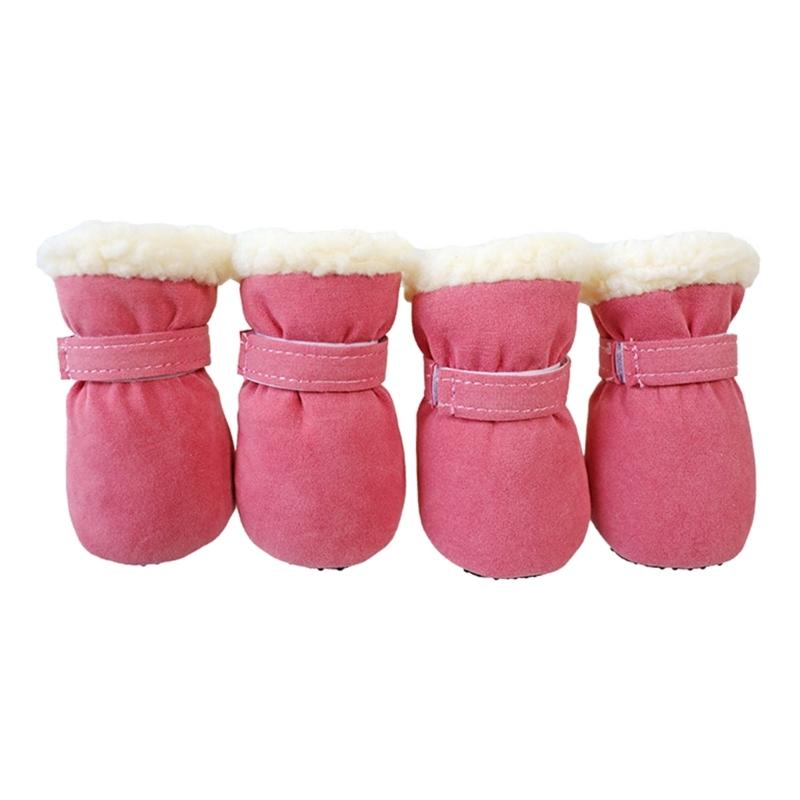 Winter Warm Pet Shoes 4pc/set Cute Dog Booties Snow Walking Puppys Booties Shoes Casual Fashion No-slip Dog Shoes