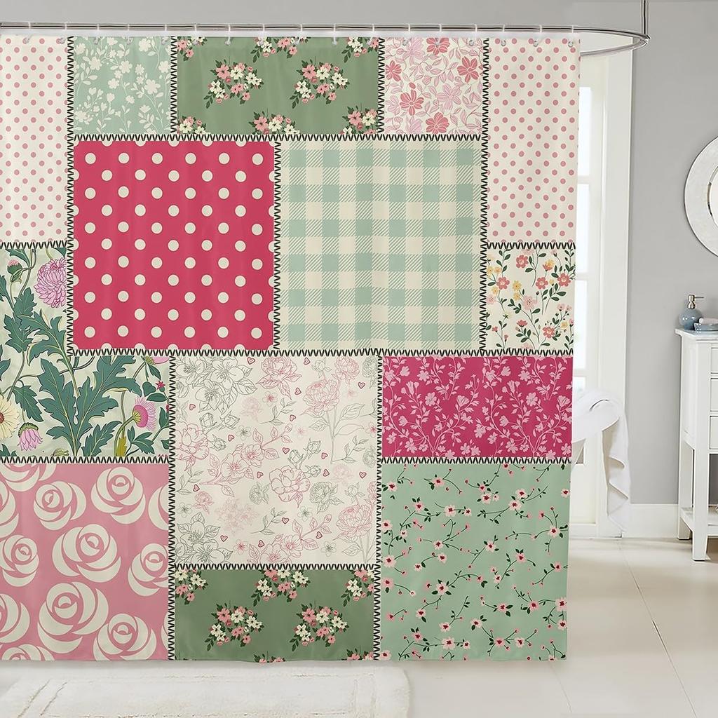 Japanese Style Moon Cherry Blossom Shower Curtain - Romantic Night Sky Scenery Bathroom Decor Women - Exotic Pink Waterproof