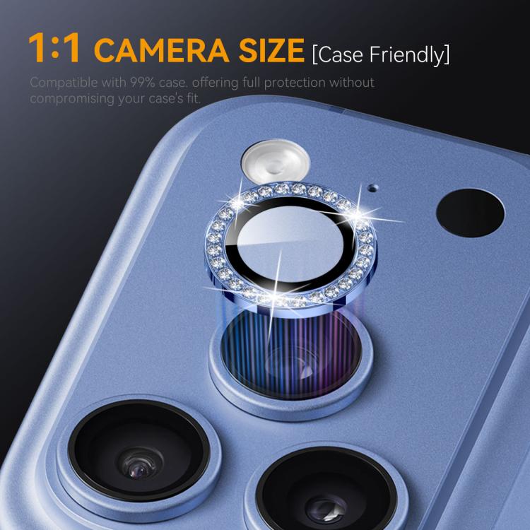 NORTHJO Rhinestone Camera Lens Protector Tempered Glass Metal Ring Film