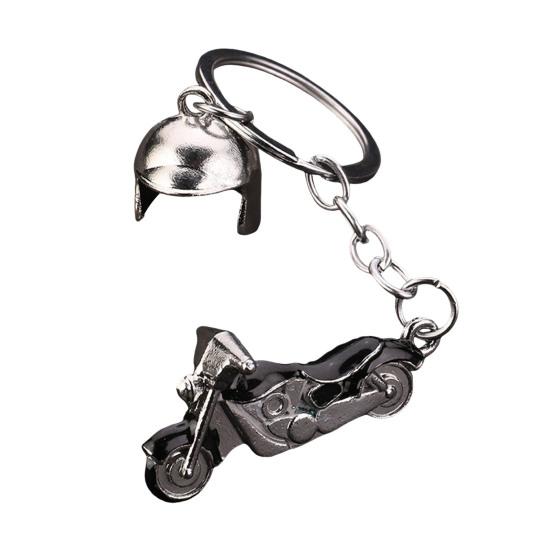 

Keychain Pendant Motorcycle Shape Zinc Alloy Key Chain with Electroplated Double Helmet Design Cool Street Style Key Holder Backpack Car Accessory чёрный