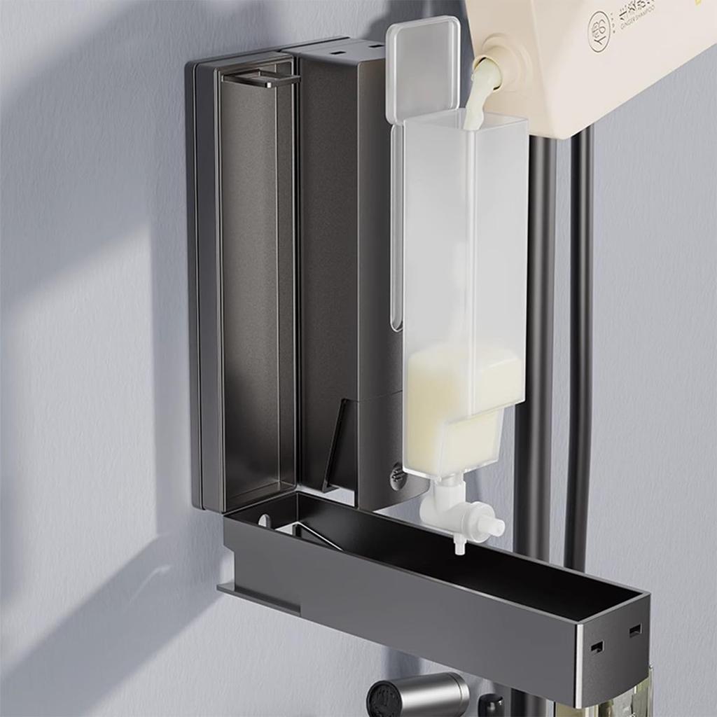 Punchless Wall-Mounted 3-Head Soap Dispenser with Large Capacity, Refillable Bottle, Easy Installation, Suitable for Bathrooms, Washrooms, etc.