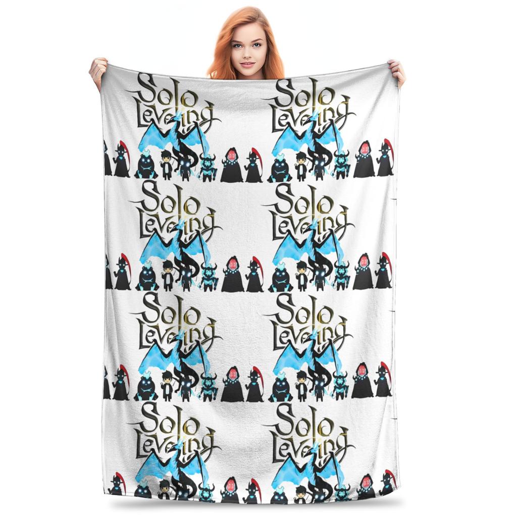 Solo S-ung Jin-woo Leveling Blankets Anime Solo Leveling Plush Vintage Breathable Throw Blankets for Home Winter