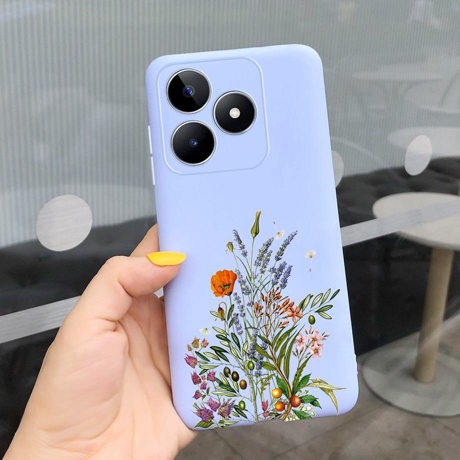 For Realme C53 C51 Cases Shockproof Soft Luxury Silicone TPU Bumper Case For RealmeC51 C 51 C 53 Flower Painting Girly Capa Etui