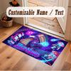City Cyberpunk Theme Crystal Velvet Floor Rug Personalized Custom Name Text Warm Carpet Home Decoration