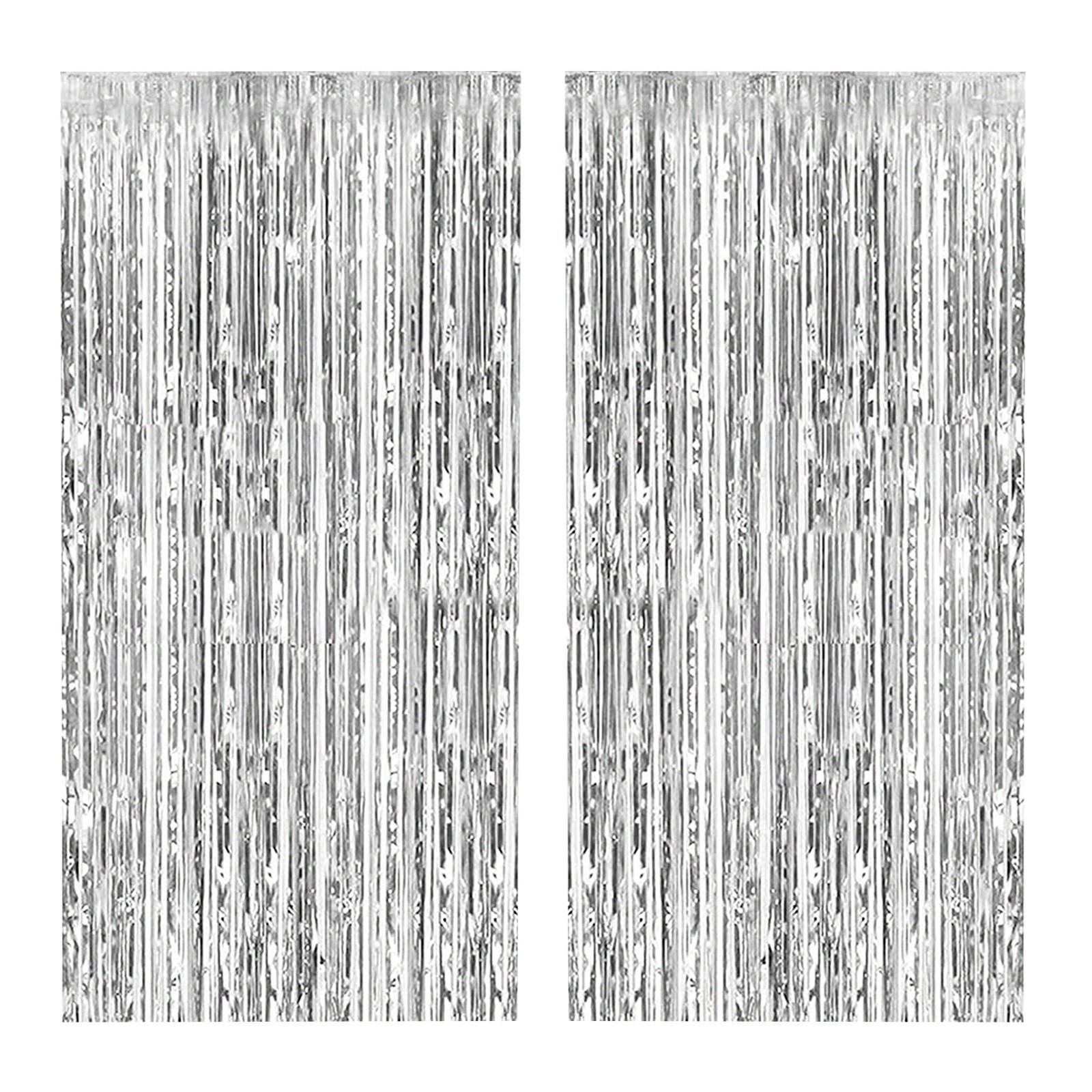 

Набор из 2-х красочных фонов для оформления дня рождения, занавесок из алюминиевой фольги с лентами, украшений для шаров и декоративных студийных аксессуаров One Size серебряный