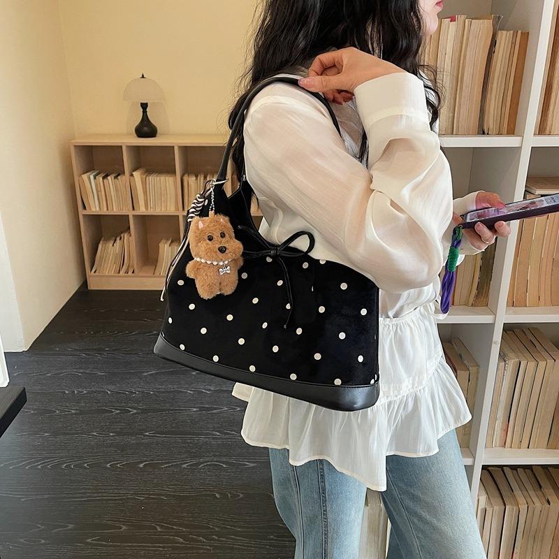 Korean version of polka dot design shoulder bag women's new large-capacity commuter bag versatile casual portable tote bag