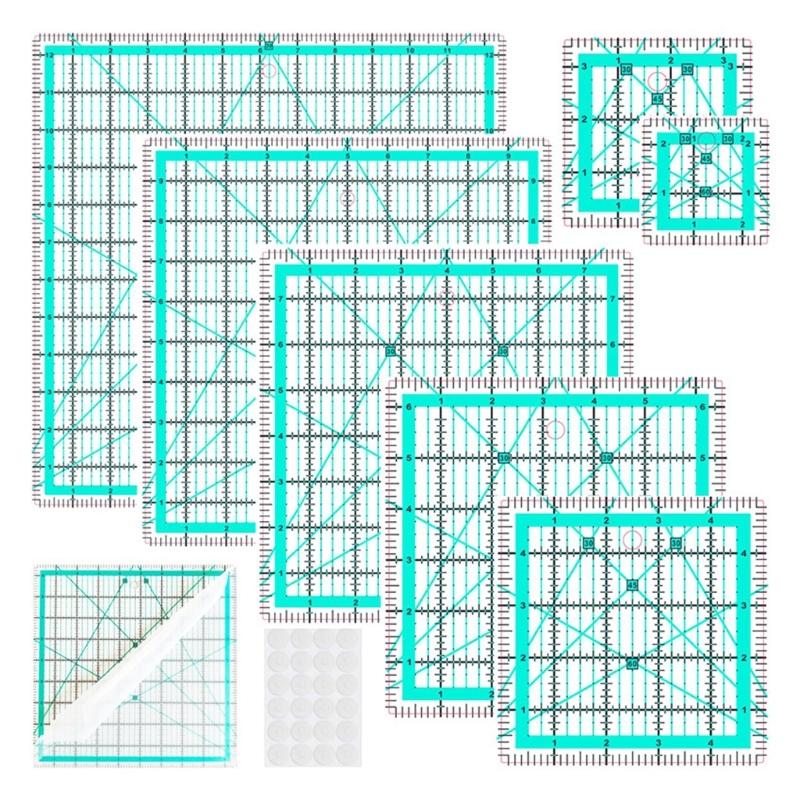 6 шт. Прозрачная акриловая швейная линейка Лоскутное шитье Шаблоны Линейка для раскроя ткани Шитье Измерение Пошив одежды Рукоделие синий