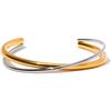 Yhpup Waterproof 18K Gold Plated Geometric Stainless Steel Double Color Cuff Bracelet Bangle Statement Charm Texture Jewelry New