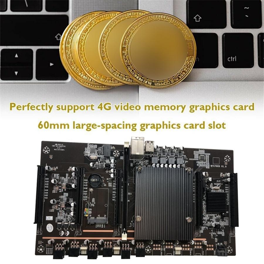 BTC Mining Motherboard BTC79X5 V1.0 LGA 2011 DDR3 Supports 32G 60mm Pitch Support RTX3060 Graphics Card for BTC Miner