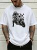 Unisex Soft Cotton Tee Cool Racing Motorcycle Rider Graphic Crew Neck Short Sleeve Loose Biker Outdoor Street Casual Daily Wear Top