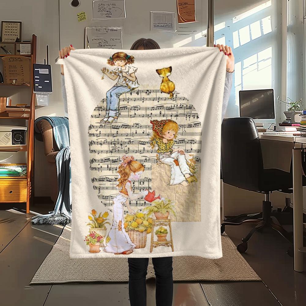 1 ks Flanelová deka se vzorem Sarah Kay, Vysoká kvalita, Pohodlná pro všechna roční období, Domácí dekorace, Teplo a pohodlí, Perfektní pro vánoční dárky144