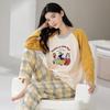 Ensemble de Pyjama pour Femme 100% Coton – Respirant, Absorbant la Sueur, Manches Longues Col Rond pour Porter à l'Intérieur et à l'Extérieur (Automne hiver)