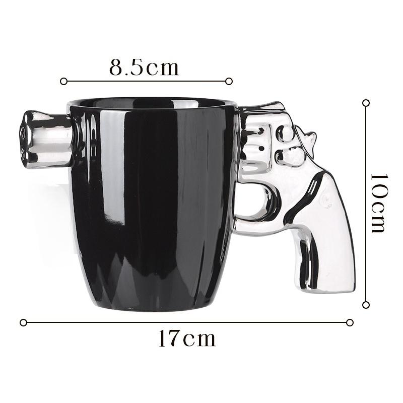 

Mug Creative Revolver Shape Ceramic Shape Coffee Cup Large Capacity Water Cup Home Furnishings 301-400ml серебряный