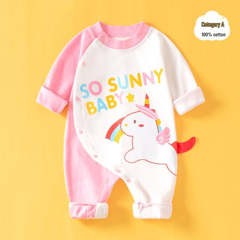 

Exclusive Long Sleeve Baby Romper – Pure Cotton Infant Crawling Suit for Spring and Autumn 73CM