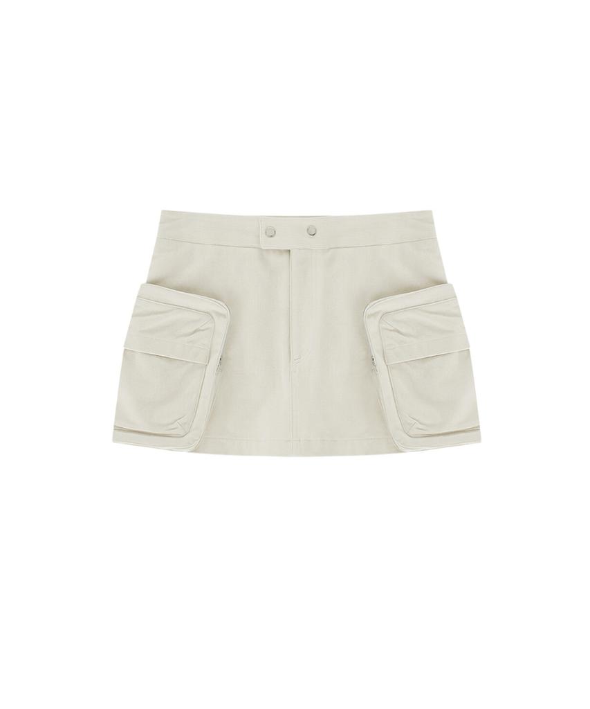 Kasiko Fluffy Cargo Mini Skirt Pants Ivory