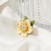 Elegant Retro Gardenia Brooch with Diamond, Pearl, and Leaf Design - Anti-Exposure Pin for Women