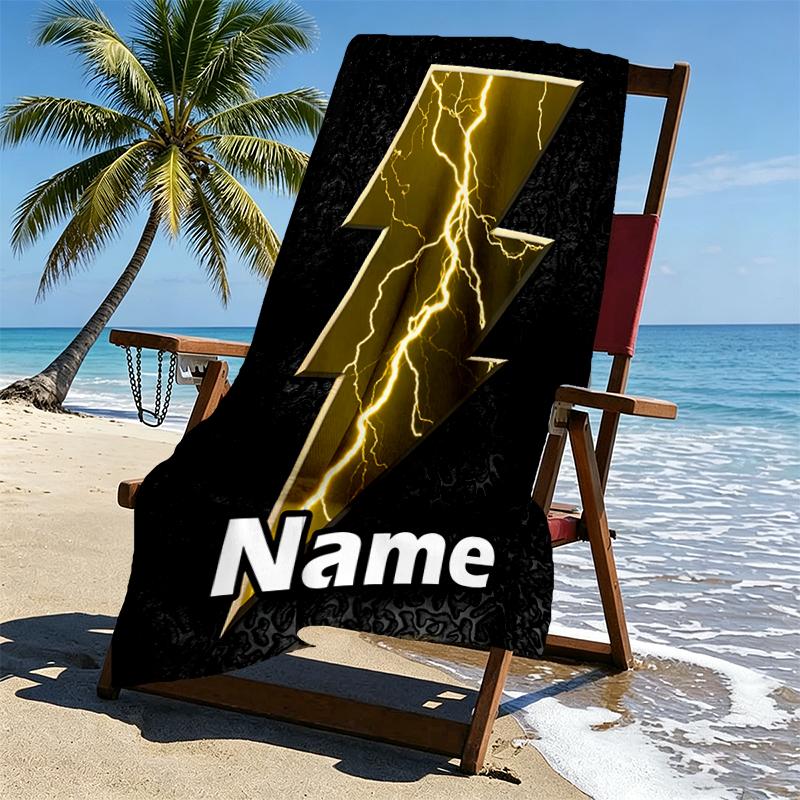 Custom Name Personalized Black Adam Print Beach Towel, for Trip Camping Beach Party Home Decor, Birthday Gift for Family & Friends