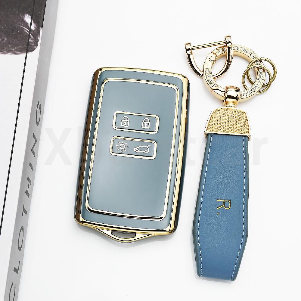 Gold Edge Tpu Shell Fob Car Smart Key Case Cover For Renault Talisman Espace Zoe Koleos Kadjar Clio Megane Scenic Dacia Sandero