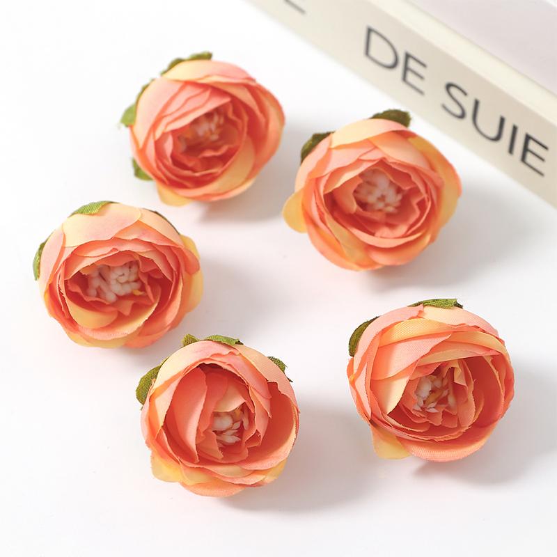 5/10/20Pcs 3.5cm Silk Tea Roses Bud Artificial Flowers Head for Scrapbook Wedding Decoration Home Room Supplies Accessories