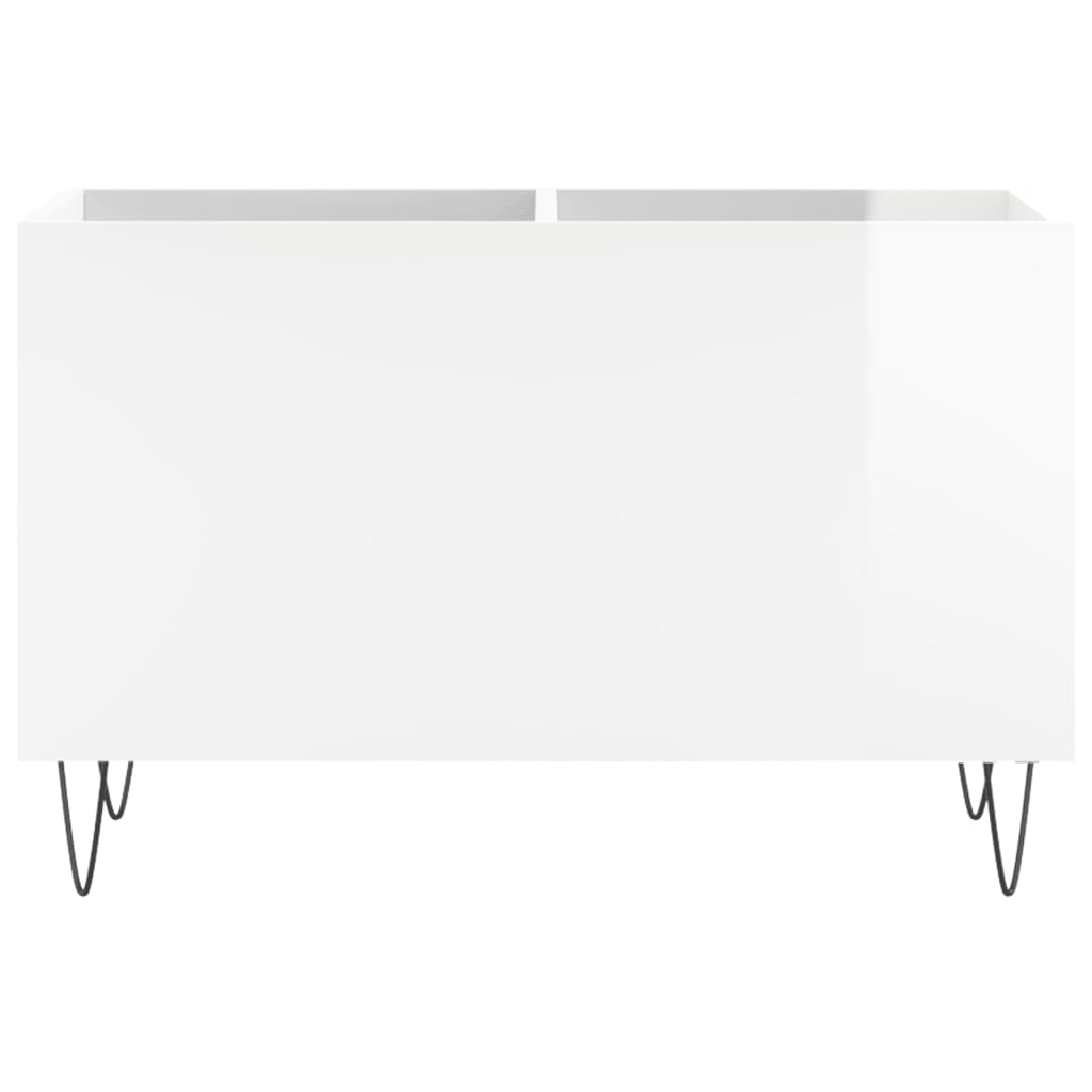 Vinyl Record Cabinet High Gloss White 74.5 X 38 X 48 Cm Engineered Wood