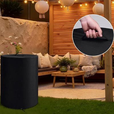 600D Outdoor Heater And Oven Brazier Waterproof And Windproof Fire Cover Outdoor Garden Rain Barrel= Cover With Drawstring Black