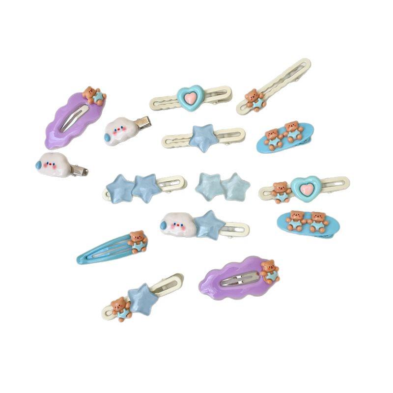 Adorable Bear Hair Clip for Girls: Duckbill Side Bangs Clip, Children's BB Star Hairpin.