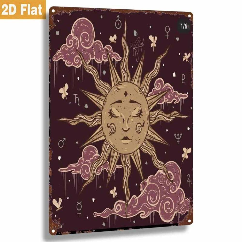 Vintage Sun Moon Boho Metal Wall Art 20x30cm Home Decor Tin Sign