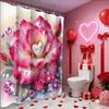 Valentine's Day Love Rose Heart Pattern Bathroom Shower Curtain With 12  Hooks Home Bathroom Decor and Accessories