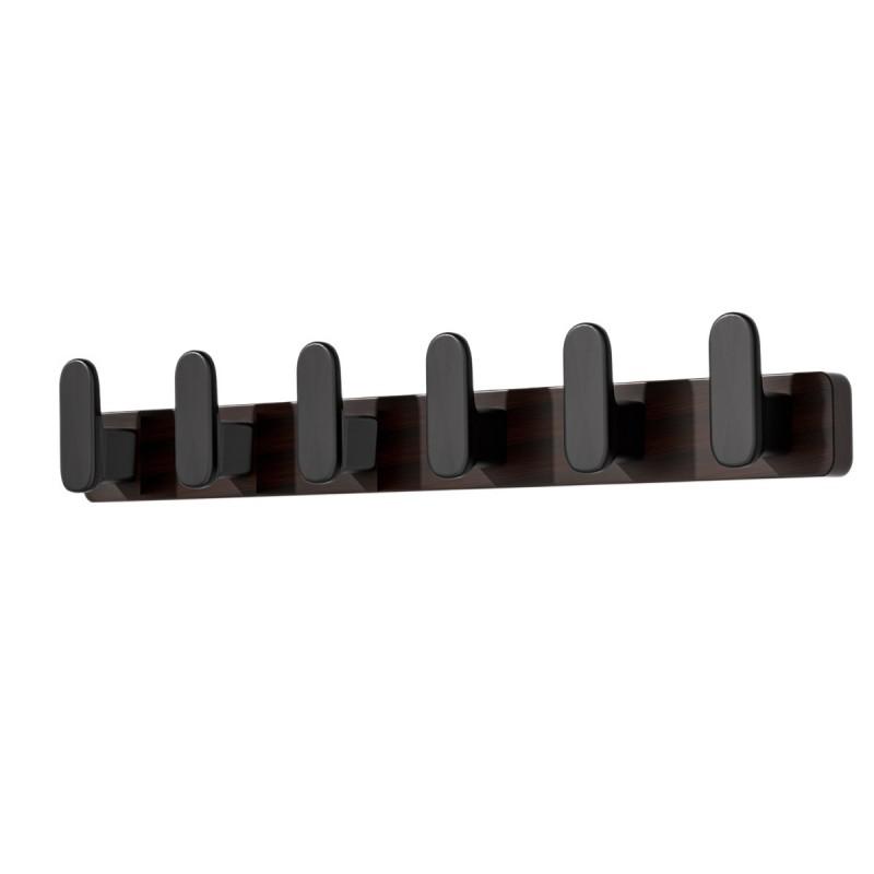 Black Walnut Wood Adhesive Hook Set Door Back Wall 3 To 8 Hooks No Drill Modern Minimalist Entryway Bathroom Key Coat