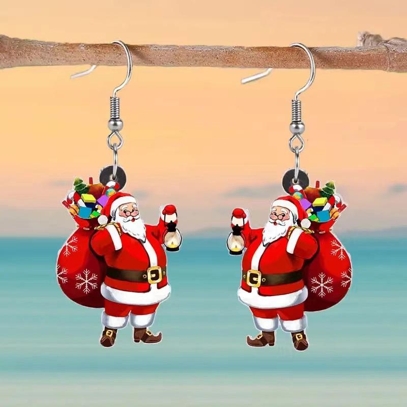 Cross-border Hot Sale Santa Series Earrings Fun Christmas Day Atmosphere Cartoon Santa Earrings