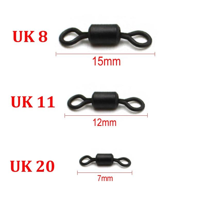 40 STK Karpefisketilbehør Fiske Micro Rolling Swivel Quick Change Ring Swivels Loop Swivels Carp Chod Running Rigger Takle