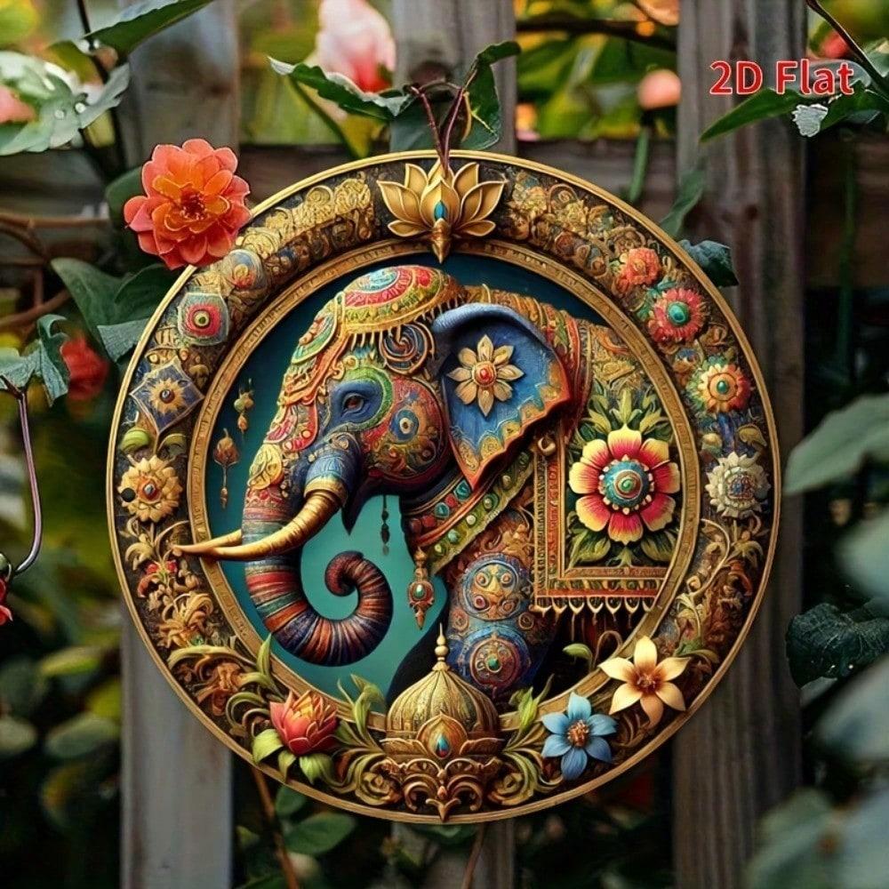 

Metal Poster Thai Elephant 8x8 Inch Waterproof 2D Flat Print Iron Sign Pre-Drilled Holes Rustic Wall Decor for Living Room