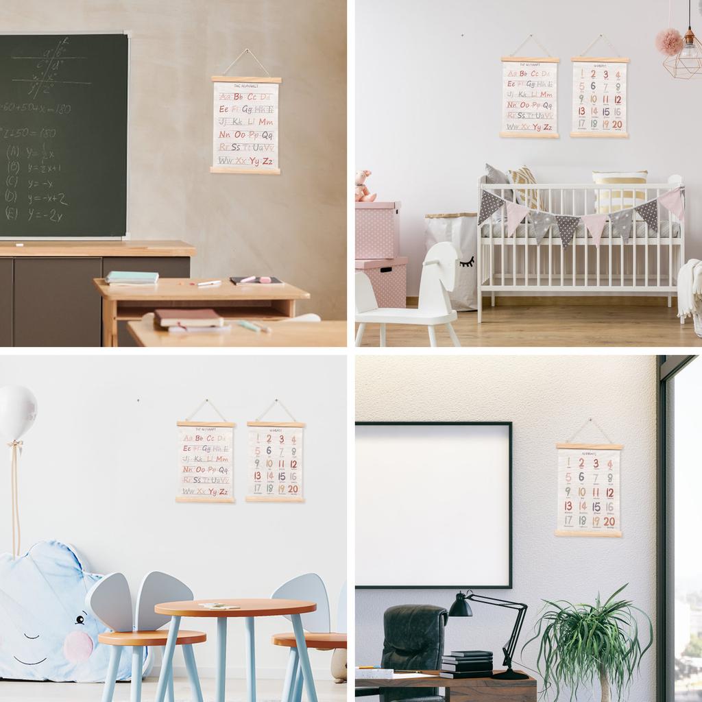 2PCS Alphabet Numbers Poster Set of 2 Decorative Alphabet Numbers Wall Art Educational Preschool Learning Poster for Classroom