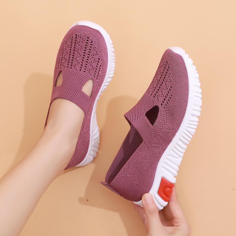 Fashion Summer Sneakers Women Casual Shoes Mesh Soft Loafers Bottom Walking Shoes Mom Light Comfortable Footwear Flat Women Shoes