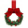 4 Pieces of Christmas Mini Wreaths, Window Decorations, Ribbon Bows, Red Fruits, Christmas Party Home Decorations