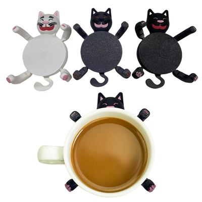 3D-tryckta roliga kattunderlägg Stresslindrande isolerade underlägg Prydnad Lat katt Dryckesunderlägg för kaffe te