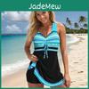 Costume da Bagno Tankini Pezzo Unico da Donna 2 Pezzi Costume da Bagno Stampa Frammenti Floreali Blu Costumi da Bagno per le Vacanze