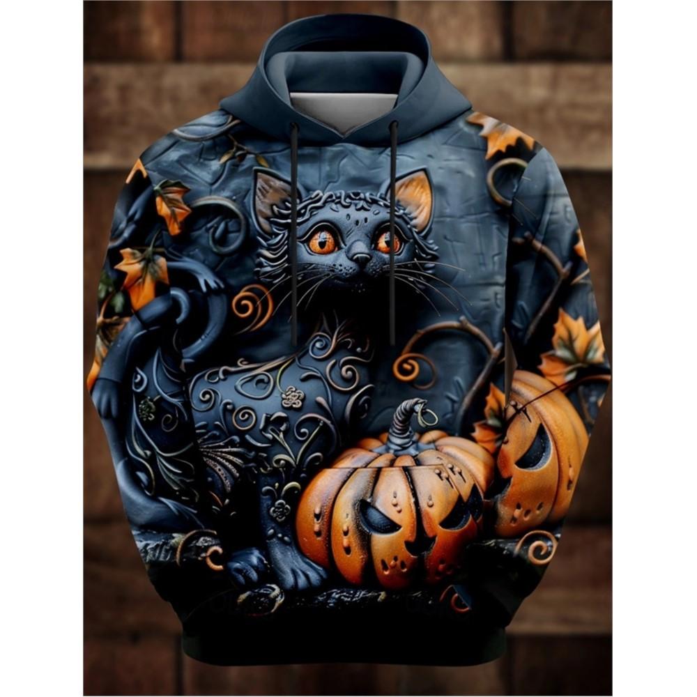 Full Print Pumpkin Graphic Halloween Hoodies For Men Women Fashion Oversized Pullovers Sweatshirts Clothes Tracksuit Sudaderas