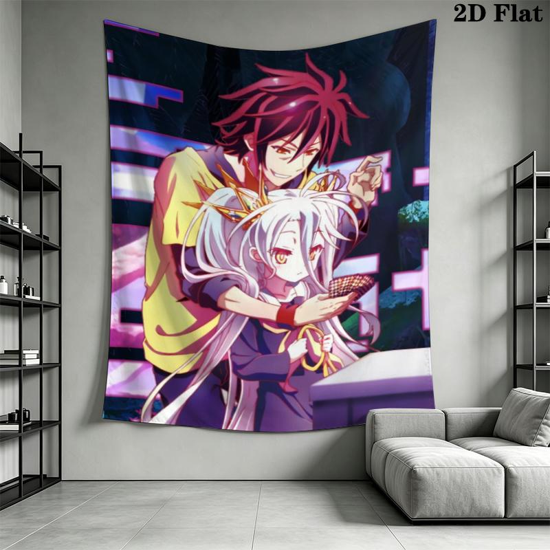 No Game No Life Wall Tapestry Aesthetic Wall Hanging Printed Fabric Blanket Decorative Tapestries for Bedroom Living Room Home Decor