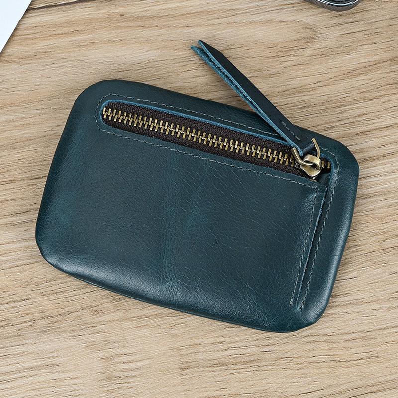 Little Coin Purse Genuine Leather Real Cowhide Men's Leather Short Wallet Mini Purse Men Women Key Wallet Card Zip With Key Ring