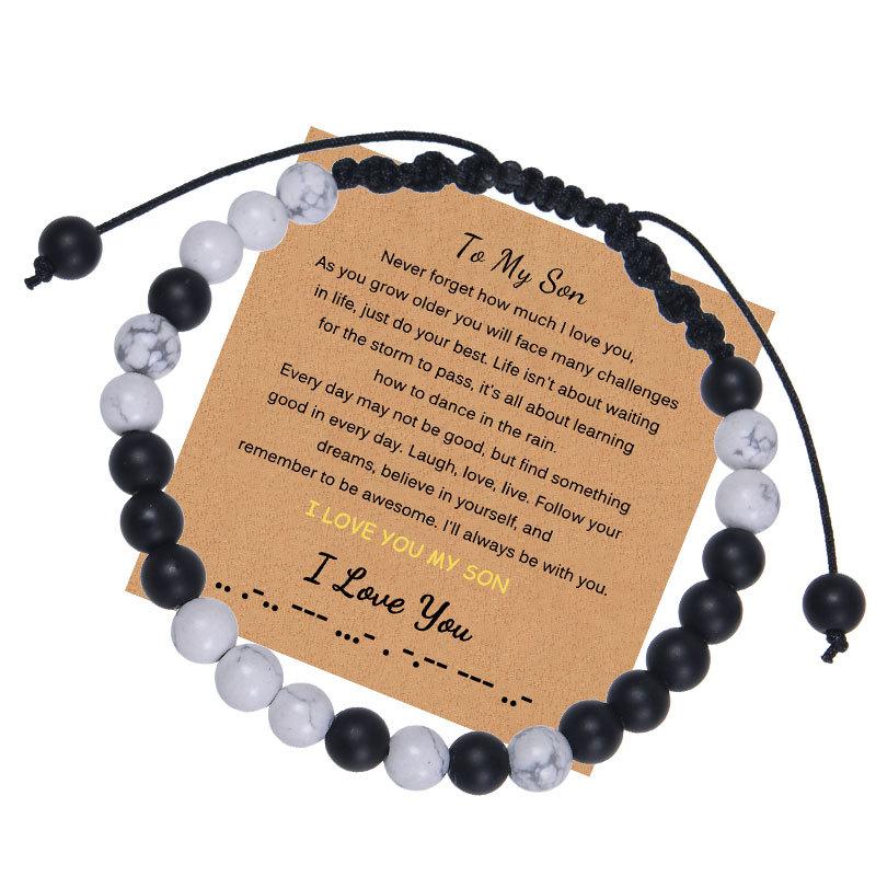 

JYL TS Bracelet Leaf Couple Style Unique Boosts Charm & Romance To My Son-Card лимонний безе кольору